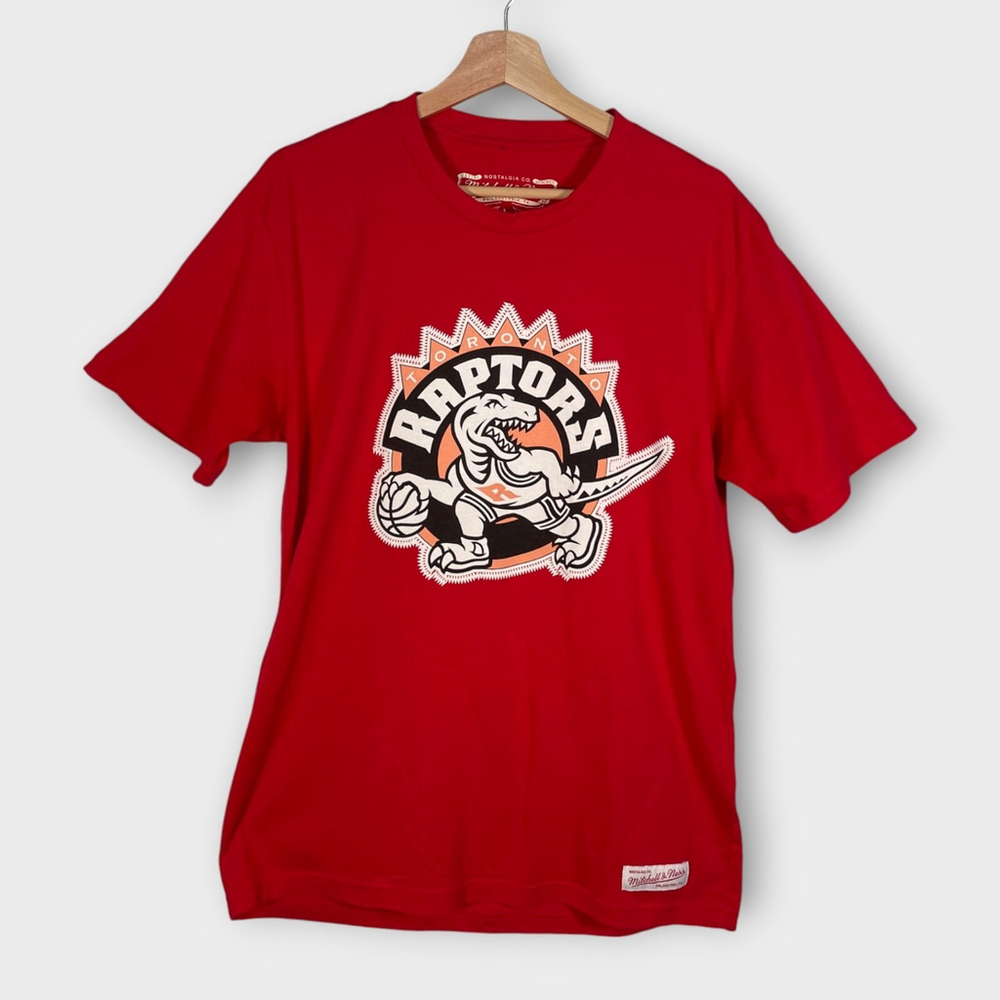 🦜 Mitchell & Ness Toronto Raptors T-Shirt LARGE NBA Basketball 100% Cotton
